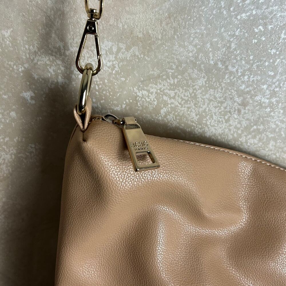 BCBG Paris Pebbled Faux Leather Tan Beige Crossbody Bag - Picture 5 of 6